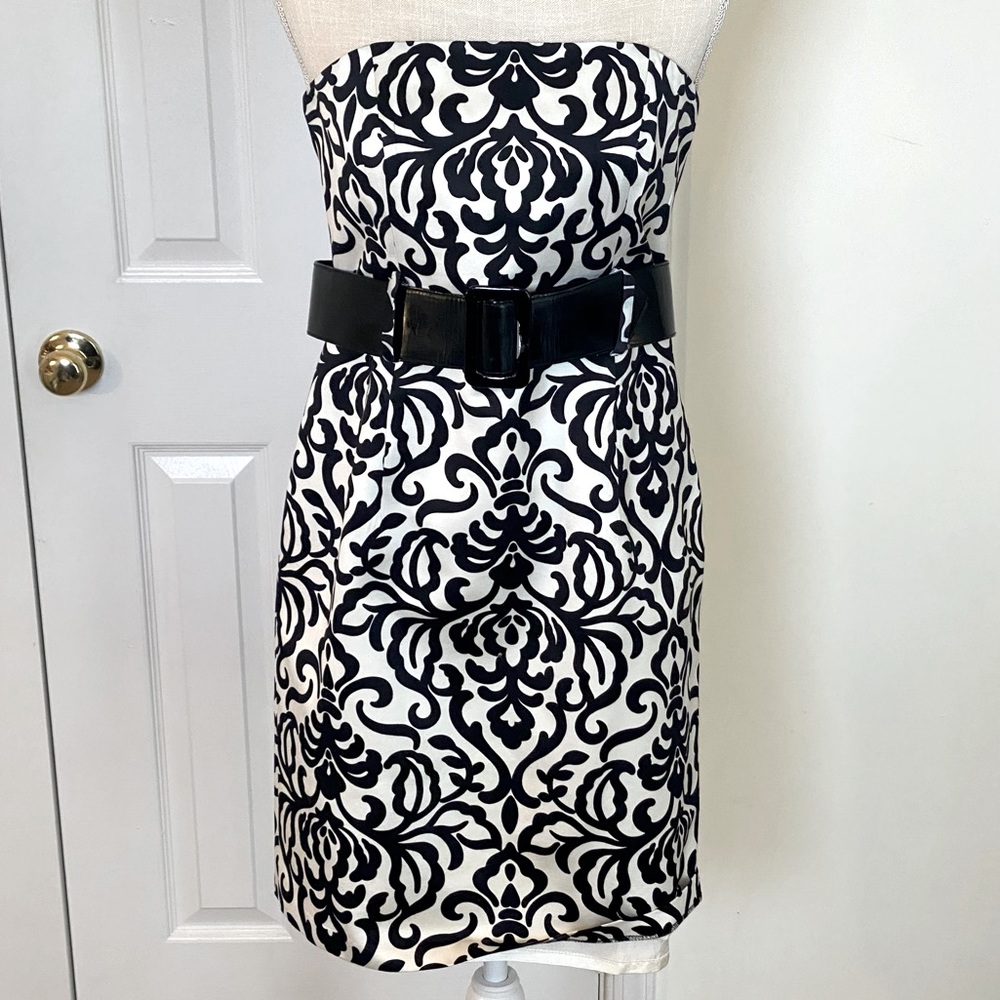Milly Strapless Damask Print Dress